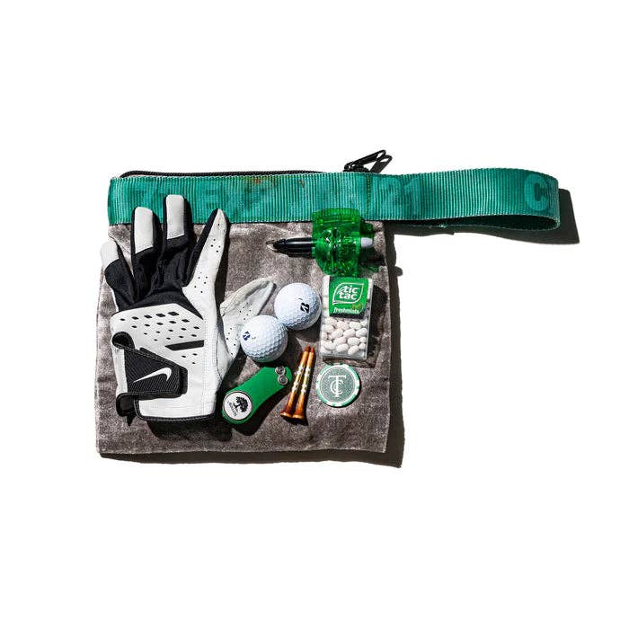 VINTAGE SLING BELT POUCH: Black x Green