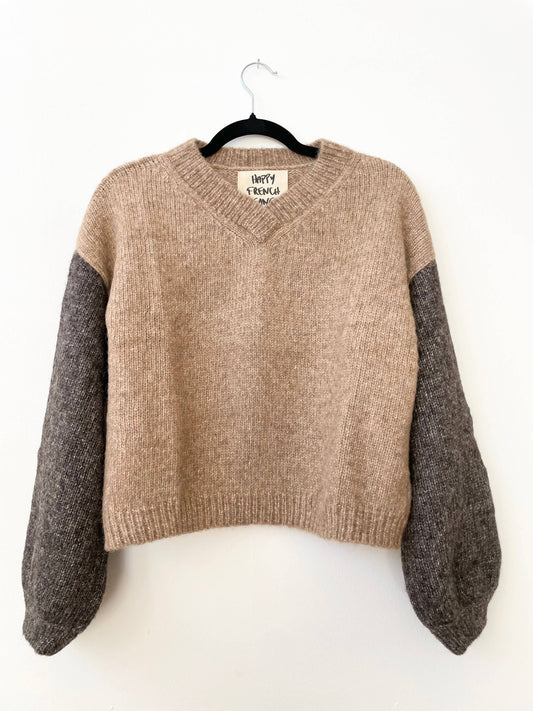 Hand-loomed Camel & Charcoal Félix Sweater